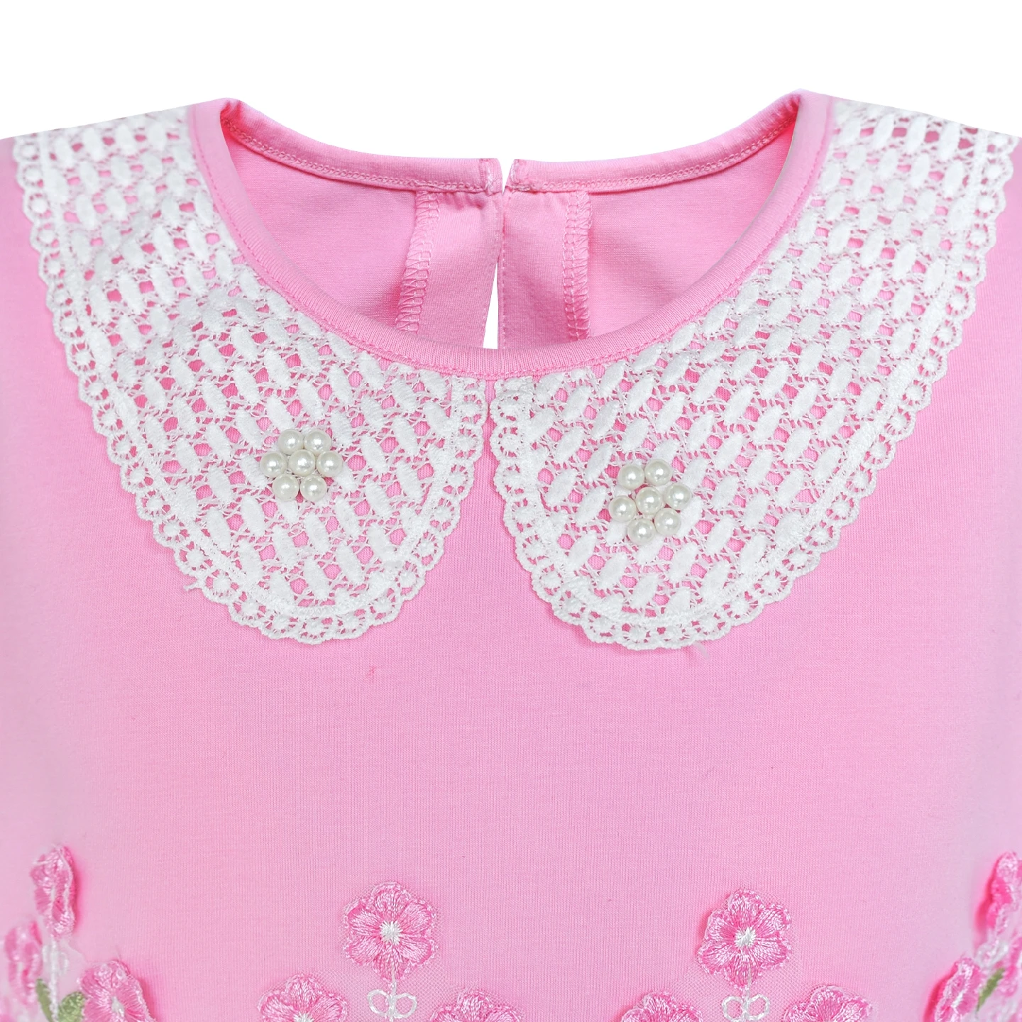 Sunny Fashion платья для девочек Цветок Девушка Платье Белый воротничок Розовый