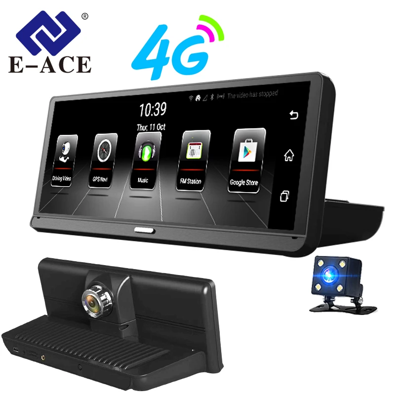 

E-ACE Car DVRs 4G Android 5.1 Camara 8.0 Inch GPS Navigation Wifi FHD 1080P Video Recorder ADAS Bluetooth Auto Dash Cam