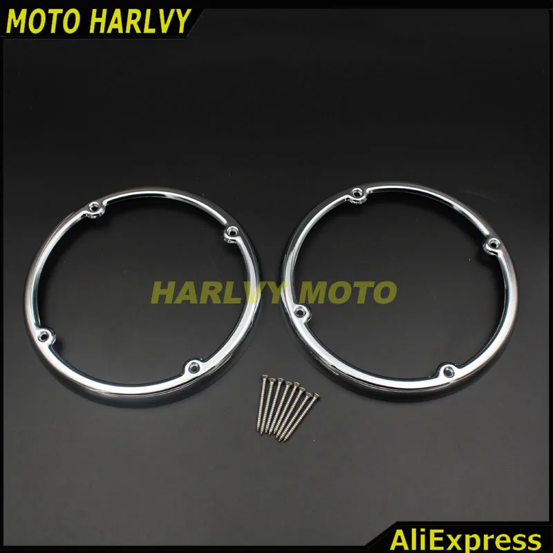 Chrome 5" Audio Fairing Mount Speaker Grill Cover For Harley Davidson 1996 2013 Touring Glide