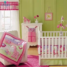 Детская кровать бампер из хлопка, мягкая дышащая простыня и пододеяльник для маленьких девочек, постельное белье, Розовая вышивка детское постельное белье с рисунком