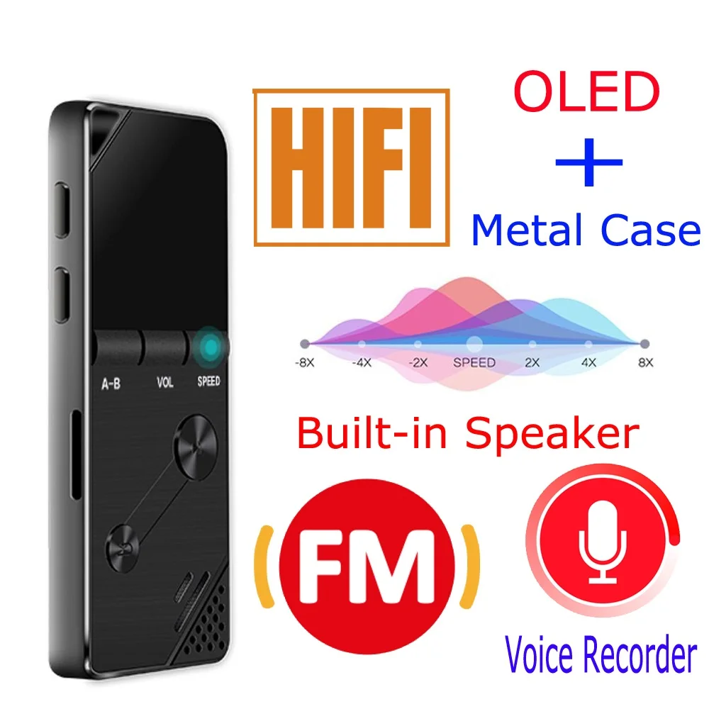 2018 BENJIE K6 Sport MP3 Player A-B Repeat Loudspeaker Variable Speed Playback 8G Music Player FM Hifi Portable Recorder