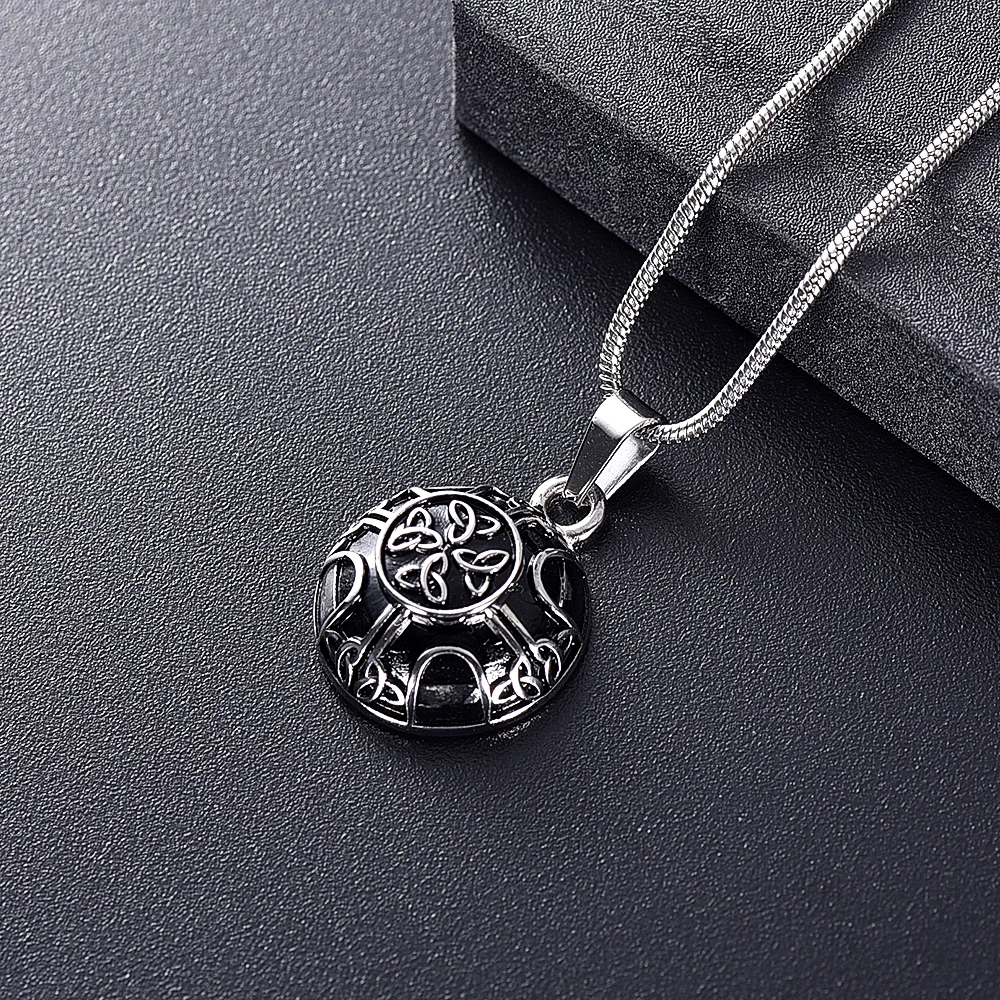 

LKJ10532 Custom Pattern Engravable Round Cremation Jewelry Men Women Necklace with Screw to Hold Ashes Keepsake