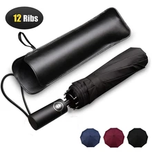 Горячая Распродажа, мужской автоматический зонт, ветрозащитный, от дождя, 3, складной, деловой, для путешествий, большой, мужской, женский, рама, 12 K, сильный