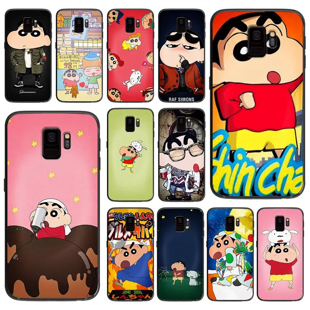 Мягкий чехол Crayon Shin для samsung Galaxy S6 S7 S8 S9 S10e Plus Note 8 9 черный силиконовый s | Мобильные