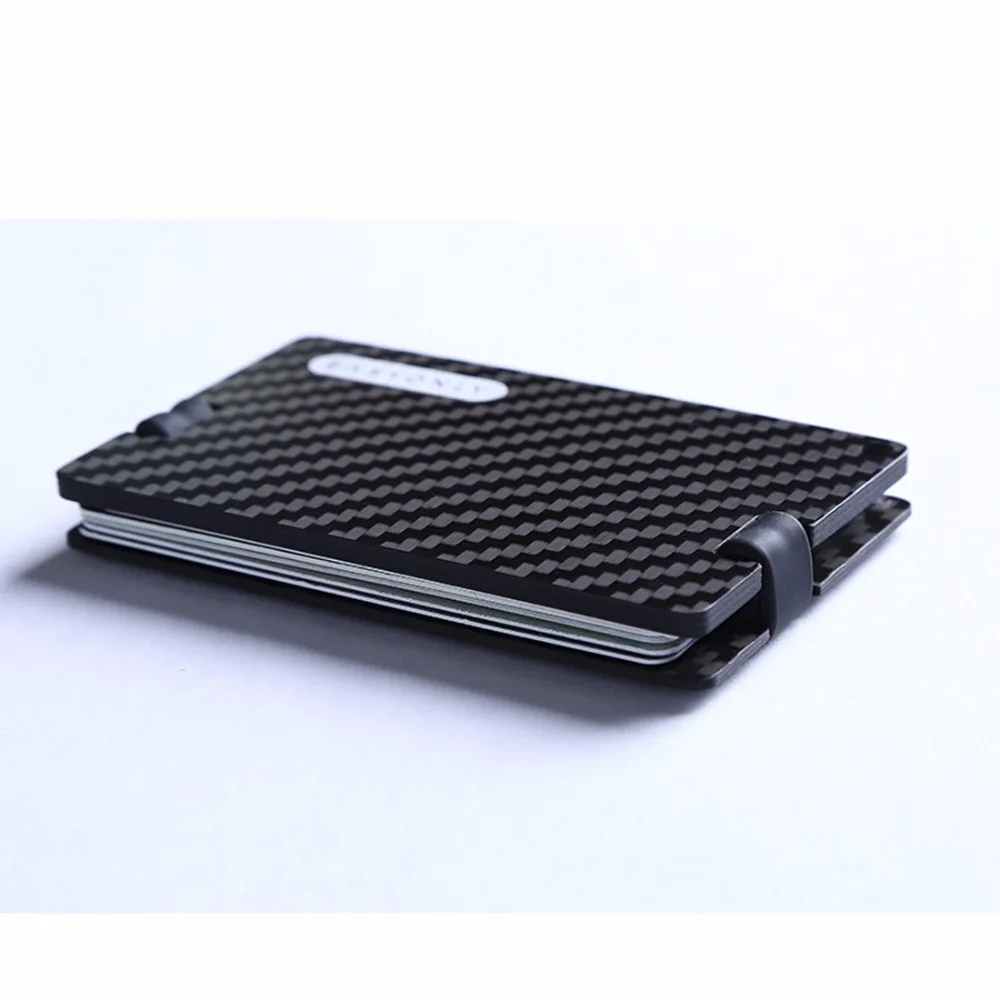 Extreme thin genuine carbon fiber made card holder wallet with silicone