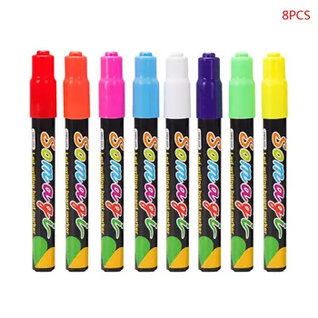 

8 Colors Highlighter Fluorescent Liquid Chalk Marker Neon Pen For LED Writing Board Blackboard Glass Painting Graffiti Office Su