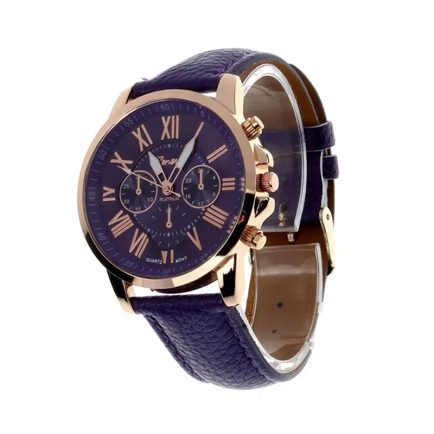 

2015Fashion Roman Numerals Faux Leather Analog Quartz Wristwatches Men Women Watch Perfect Gift zegarek damski