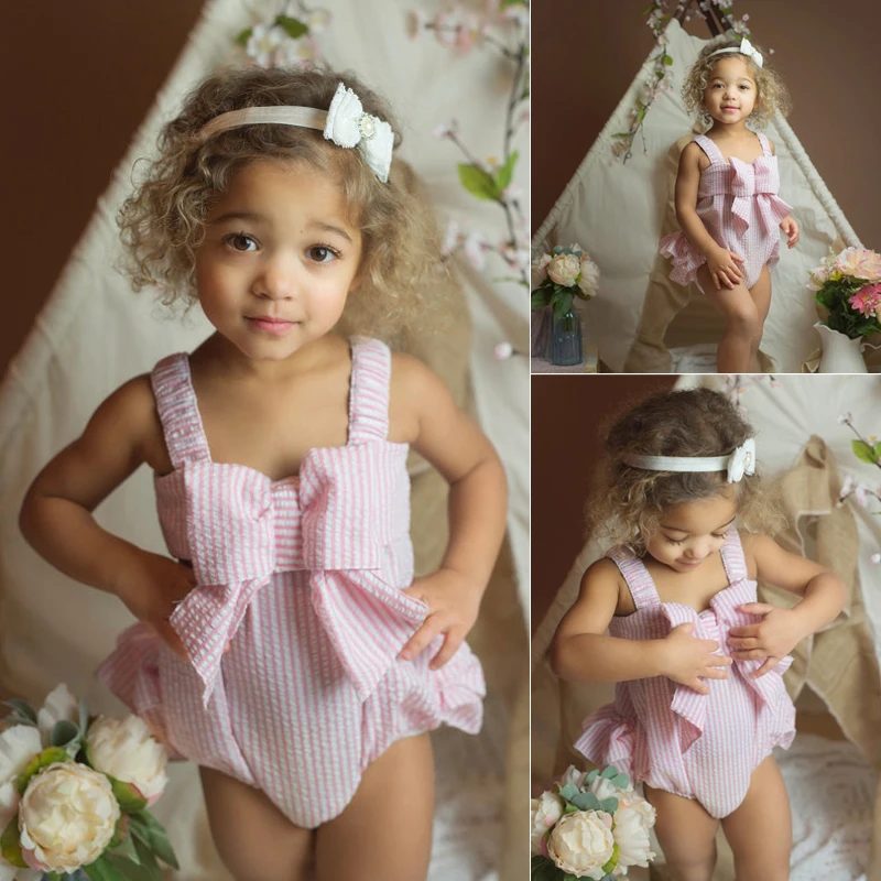 Одежда для маленьких девочек г. летний детский комбинезон без рукавов с бантом, комбинезоны для новорожденных, цельнокроеная рубашка Топы, платье, костюм