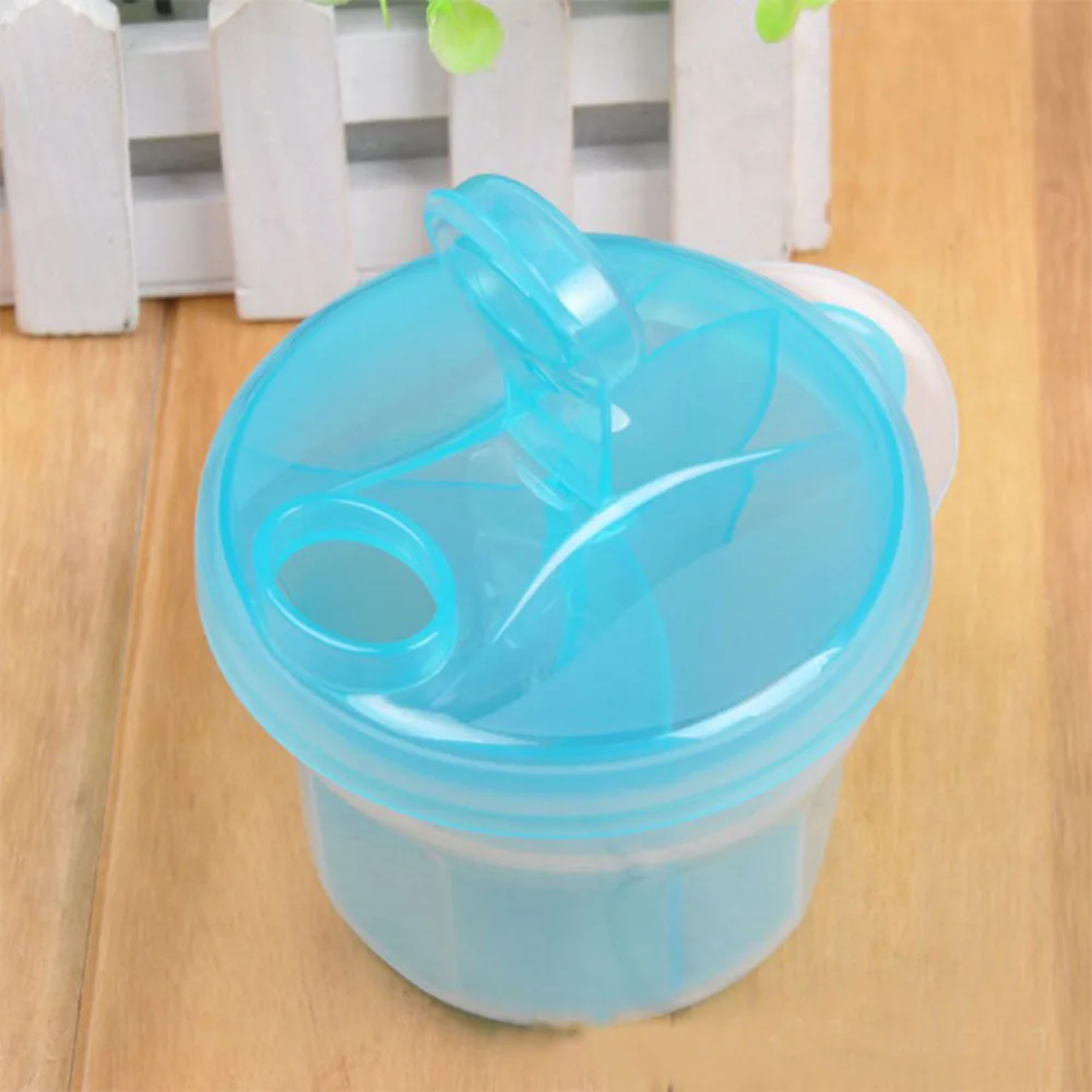 

New Arrival 3 Grid Separated Mini Rotating Baby Kids Milk Powder Formula Container Storage Feeding Box Travel Portable Blue