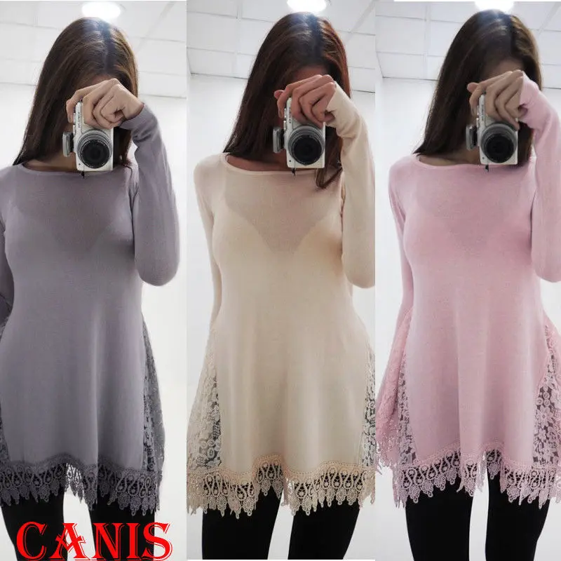 

High Quality 3 Color S-XL Plain T Shirt Women Lace Elastic Basic T-shirts Female Casual Tops Long Sleeve Women T-shirt
