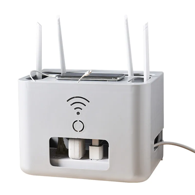 

Wifi Wireless Router Storage Box Double-deck White/Gray Organizer Plastic Box USB Wire Organizador Storage High Quality