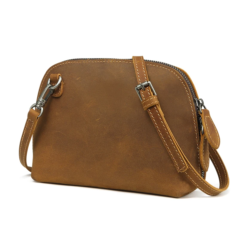 

Crazy Horse Cowhide Cross Body Bag Shell Purse Pouch New Fashion Female Genuine Leather Vintage Women Messenger Shoulder Bags