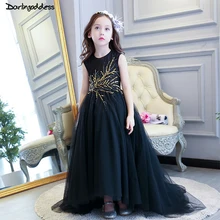 Flower Girl Dresses 2018 Long Train Formal Prom Dresses for Girls Kids Evening Party Gowns Ball Gown Pageant Dress for Girls princess fluffy dress for girls pageant dress floral kids evening ball gown long girls prom dress pink party dress for girls