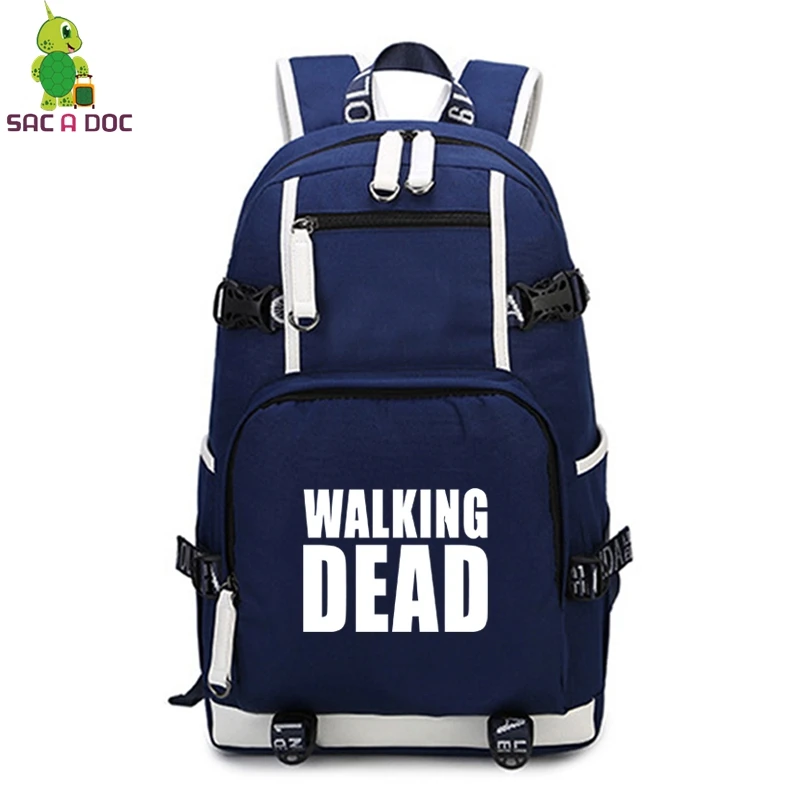backbags Рюкзак Walking Dead, синий рюкзак для путешествий, холщовый рюкзак для ноутбука, сумка для колледжа, унисекс, Повседневная Большая емкость, Mochilas - Цвет: backbags
