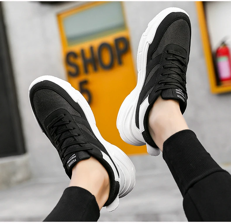 Men's Casual Shoes Chunky Sneakers' Platform Breathable Shoes Men Sneakers Classic White Trainers Sneakers With Platform Spring (3)
