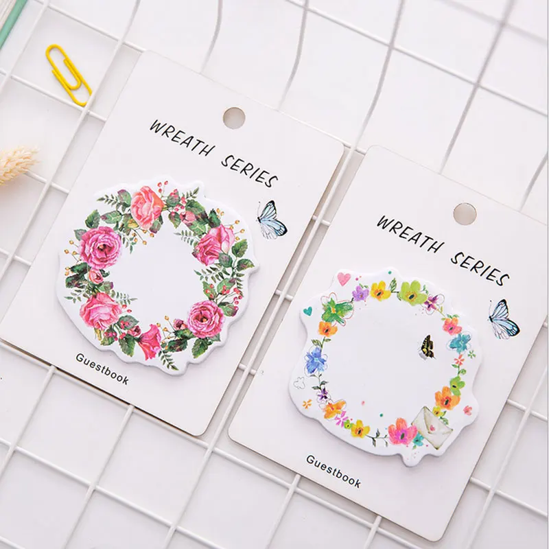 1X cute wreath post notes weekly plan Sticky Notes Post Memo Pad kawaii stationery School Supplies Planner Stickers Paper desk weekly daily memo pad planner cartoon sticky notes stickers diary post it paper stationery to do list office supplies