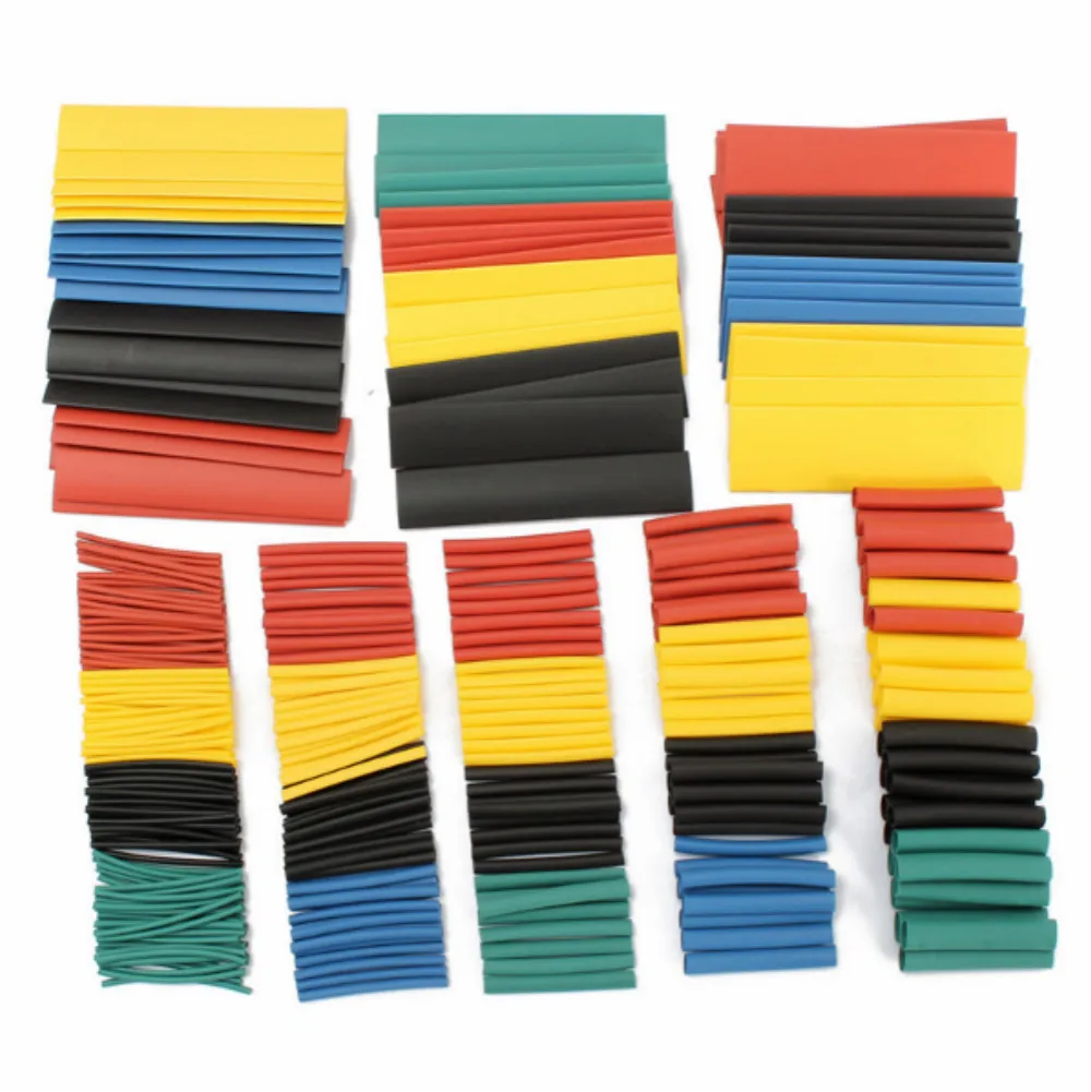

127/140/280/328Pcs Assorted Polyolefin Heat Shrink Tubing Tube Cable Sleeves Wrap Wire Set 8 Size Multicolor/Black