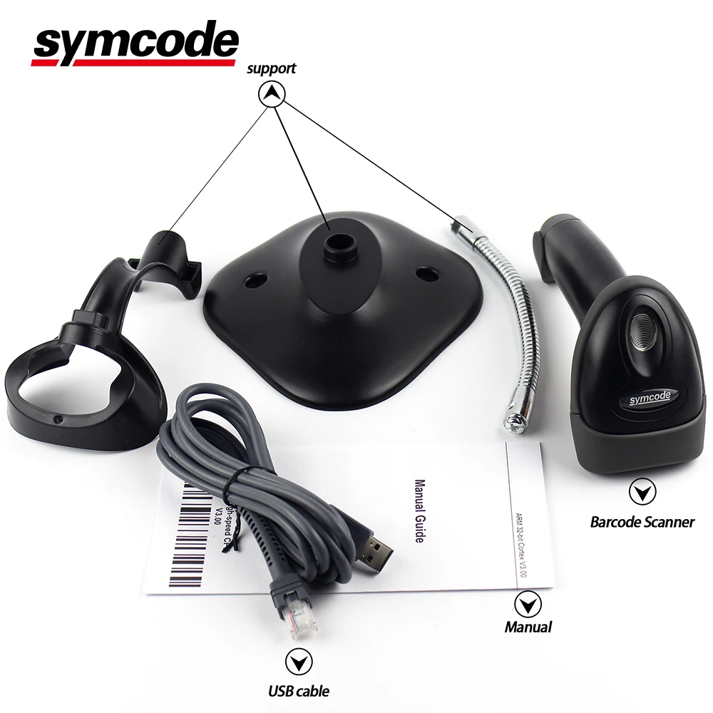 USB Автоматический сканер штрих кода Symcode 1D лазерный проводной Handfree считыватель