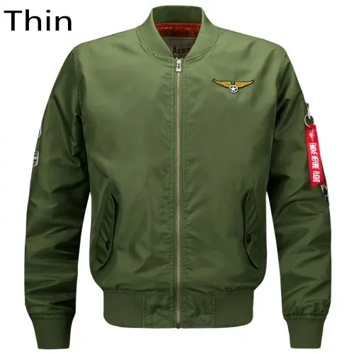 ASSTSERIES весенняя куртка-пилот, мужская куртка-бомбер с нашивками, мужская куртка-бомбер для полета, куртка-пилот, мужская куртка-бомбер - Цвет: Армейский зеленый