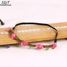 Цветочные Девушки Женщины волос повязка на голову пляжная гирлянда вечерние свадебные аксессуары