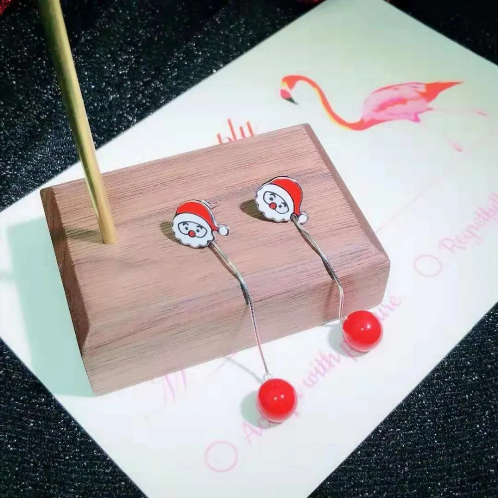 

JOOCHEER Sterling S925 silver 925 trendy romantic Earring geometry cute dorp earrings snowflake Santa Claus Christmas hat