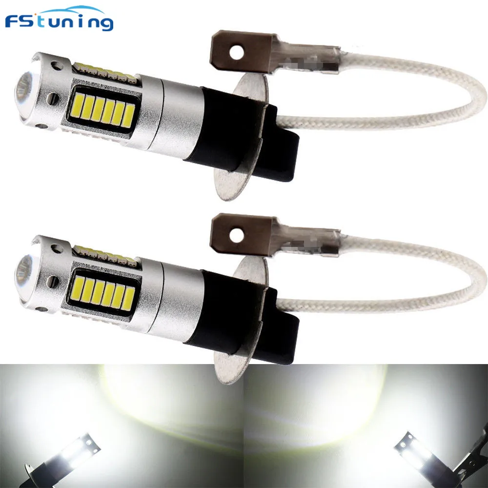 

FSTUNING 12V white H3 Led Bulb Car Fog Light DRL Auto Light Source Headlight h3 led Lamp bulb 4014 chips 30SMD H3 LED bulb