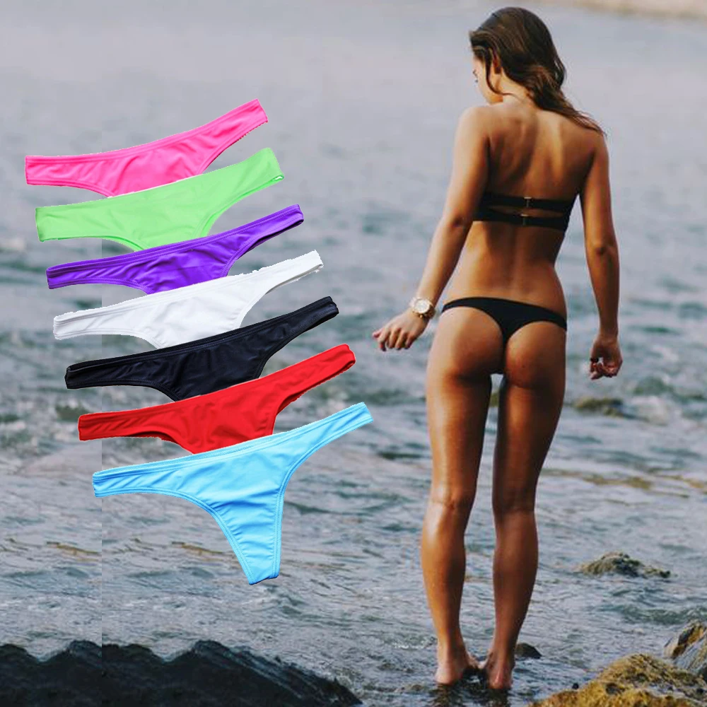 

Bikini Bottoms Semi V Thong Swimwear Summer Sexy Swimsuit Women Bathing Suit Beachwear 8 Color Avalable S/M/L/XL