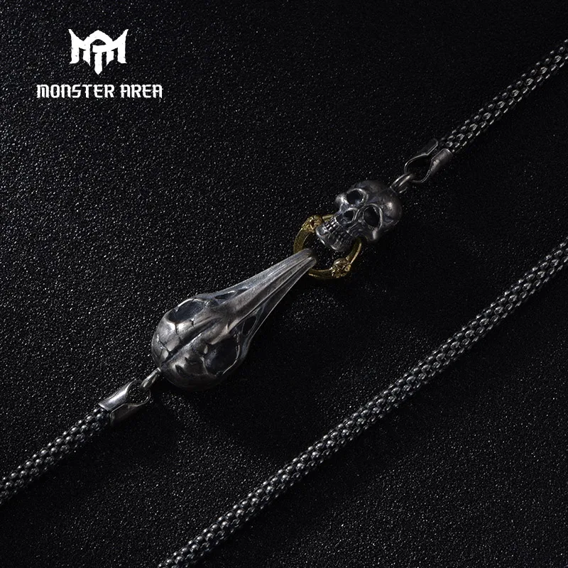 

MONSTER AREA Vintage Sterling Silver Couple Necklace Hiphop Heavy Metal Couple Jewelry
