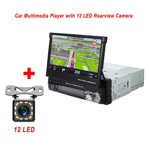 Автомобильный мультимедийный плеер Hikity 1 din, автомагнитола, gps навигация, стерео аудио радио, Bluetooth, выдвижной MP5 AUX-IN, FM, USB, Авторадио - Цвет: With 12 LED Camera