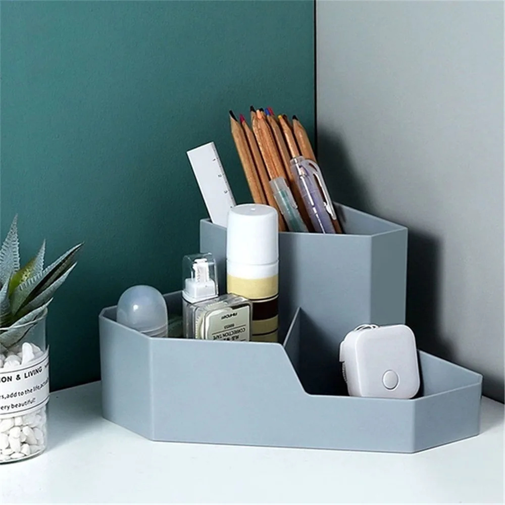 Пластиковая Полка для ванной комнаты, треугольная стойка для хранения, настенная косметическая коробка для хранения, штамповка, аксессуары для ванной комнаты - Цвет: Синий