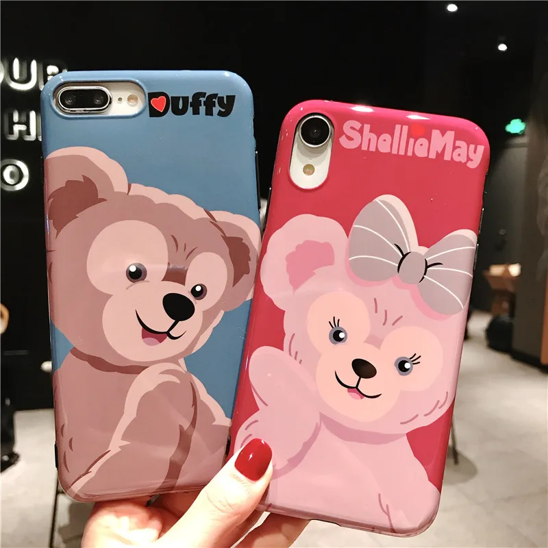 

Luxury New IMD Soft Silicone Cover for Apple iPhone 7 Plus case X XS max XR 8 6 6S Cute Cartoon Money Rose Brown Bear friends