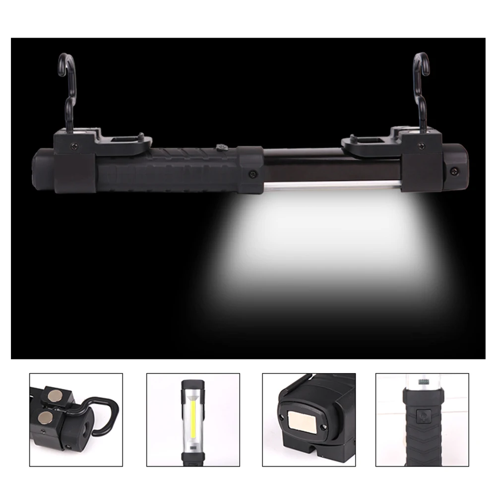 USB Перезаряжаемый COB рабочий светильник, яркий светодиодный светильник-вспышка с мощным магнитом и крючком, подходящий для кемпинга, обслуживания и т. д