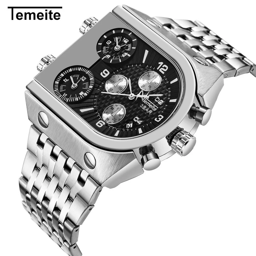 

TEMEITE men's watches 2019 wristwatch clock Men top brand luxury mens Fashion Metal Watch Waterproof Business Quartz Wrist Watch