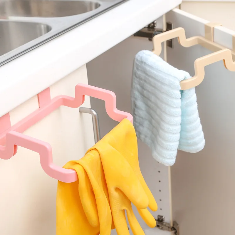 Kitchen Towel Rack Hanging Holder Cupboard Cabinet Door Back Hanger Towel Sponge Holder Storage Rack for Bathroom