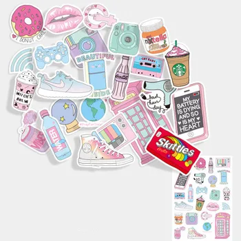 

24pcs Luggage Sticker Female Cute Cartoon Travel Case Sticker Laptop Guitar Trolley Case Sticker