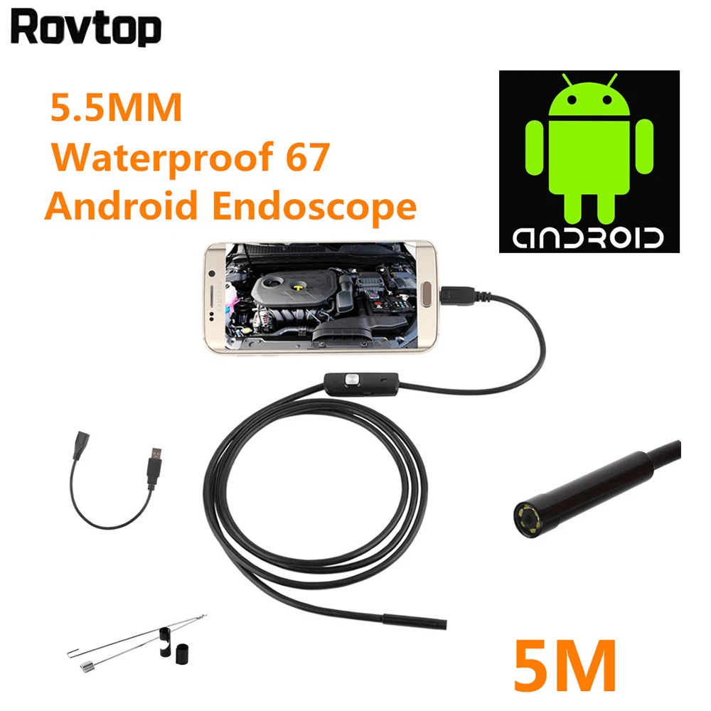 Камера эндоскоп IP67 гибкая Водонепроницаемая камера Бороскоп 2 м 1 5 мм 7 6