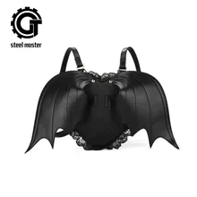 Punk Black Bat Backpack Women Ghost Monster Vampire Retro Rock Bag Fashion Back Pack Bag Ladies Lace Steampunk Backpacks