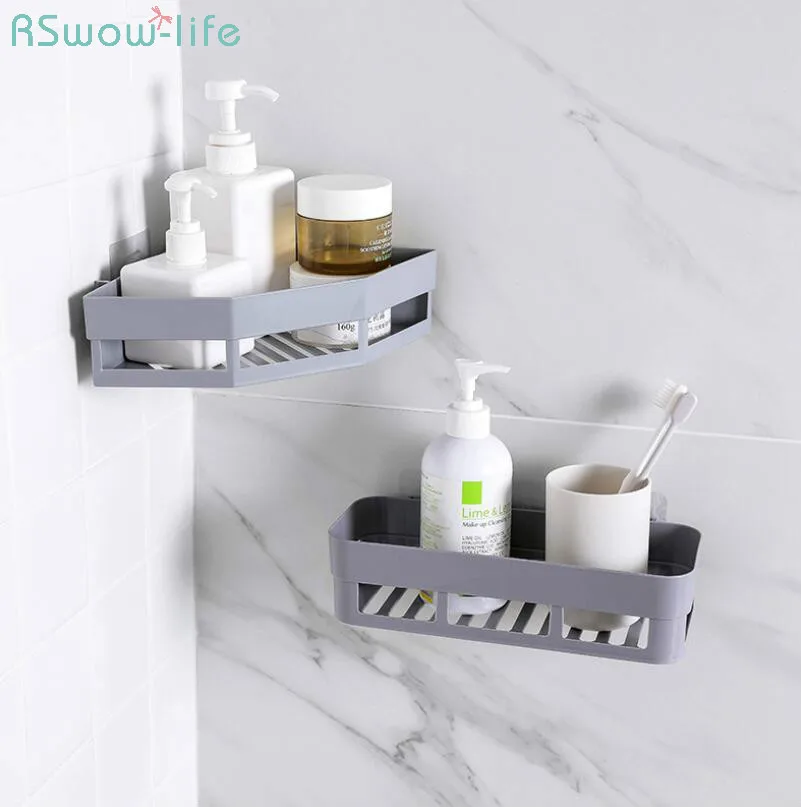 

Perforation-Free Corner Rack Toilet Wash Rack Traceless Wall-Mounted Triangular Rack Receptacle Rack In Bathroom Plastic Holder