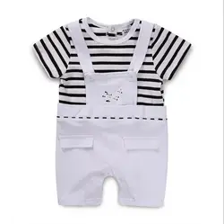 Детская одежда Летний красивый для маленьких мальчиков джентльмен ремень комбинезон для детей новорожденных хлопковый комбинезон