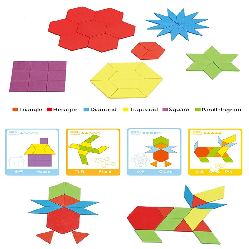 Дети умственного развития Tangram деревянные головоломки головоломка обучения деревянные развивающие игрушки для мальчиков и девочек Jouet Enfant