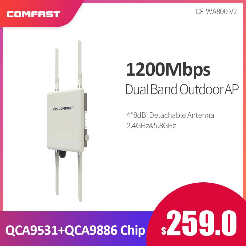 5 ГГц Comfast 1200 Мбит/с Dual band открытый точка беспроводного доступа Wi-Fi маршрутизатор базы staion всенаправленный CPE AP с 4 * 8dBi антенны для парк