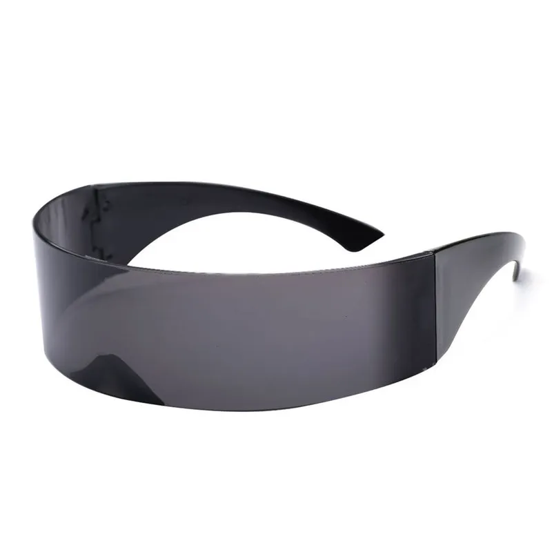 Oulylan, мужские солнцезащитные очки, женские, лента для волос, цельные, черные, серебристые оттенки, плоский верх, новинка, вечерние, забавные, необычные очки - Цвет линз: Черный