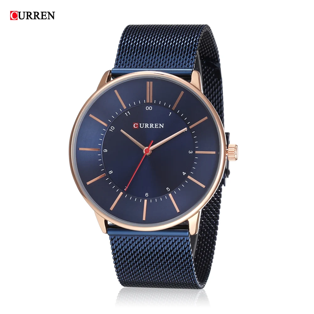 CURREN 8303 новые модные простые Стильные Мужские кварцевые часы с ультра-тонким