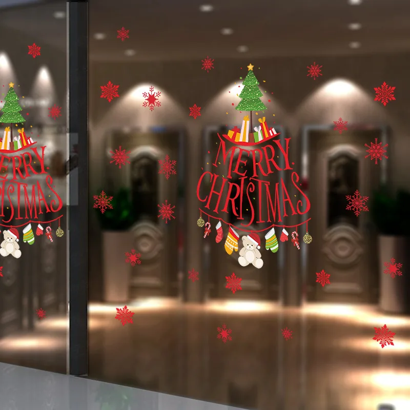 christmas tree snowflake living room bedroom pvc wall sticker window showcase glass sticker chrismas new year home decoration - Showcase Designs For Living Room christmas tree snowflake living room bedroom pvc wall sticker window showcase glass sticker chrismas new year home decoration - Showcase Designs For Living Room