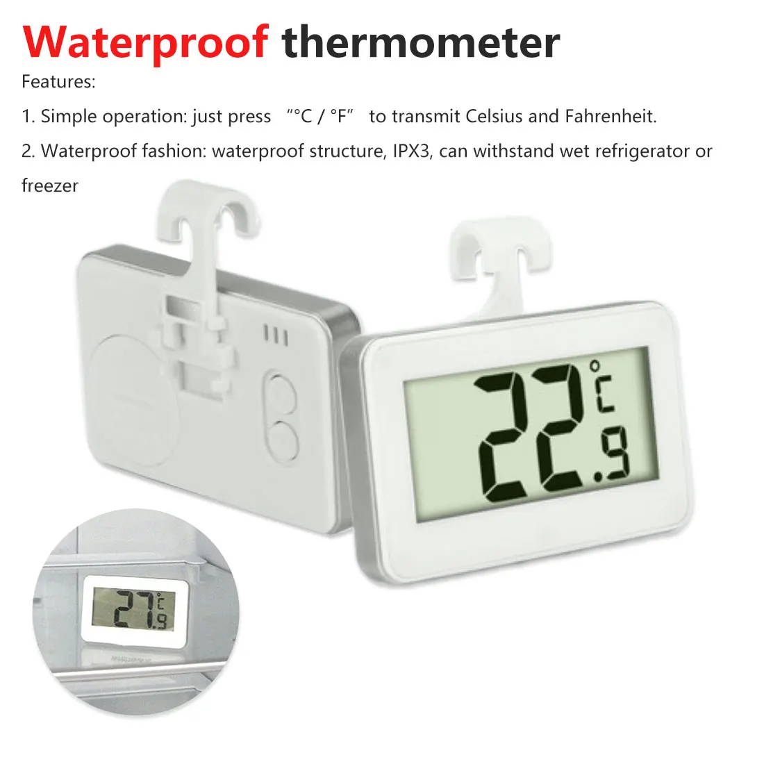 

LCD Digital Screen Precision Refrigerator Thermometer Fridge Freezer with Adjustable Stand Magnet Waterproof Digital Thermometer
