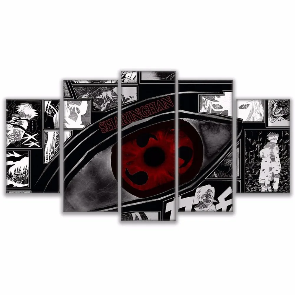 

Modular Wall Art Pictures Canvas HD Printed Anime Painting Framed 5 Pieces Naruto Sharingan Poster Modern Home Decor Room