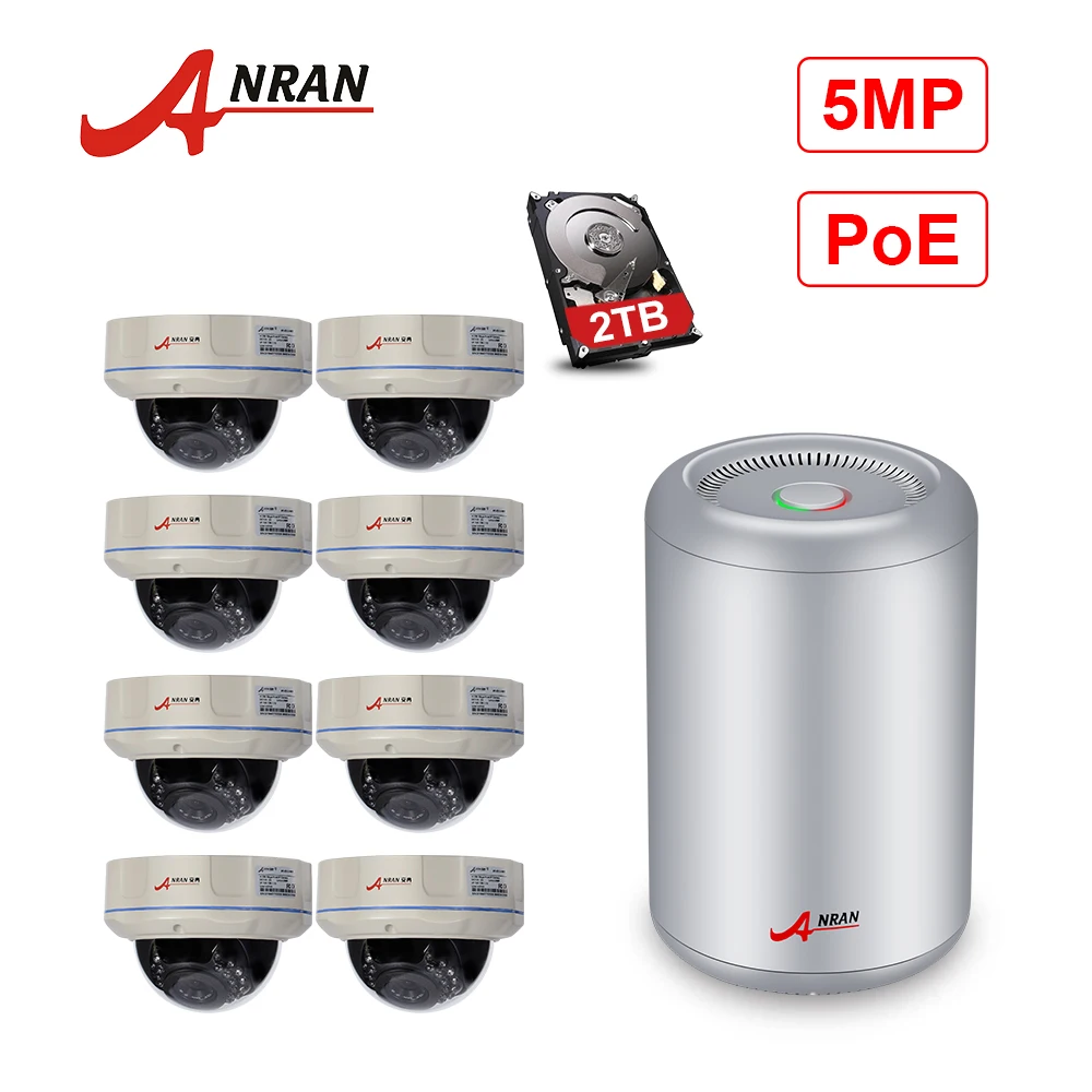 

ANRAN Security Camera System POE 5MP H.265 Indoor IP Camera Surveillance System 8CH POE NVR Home Video CCTV Camera System