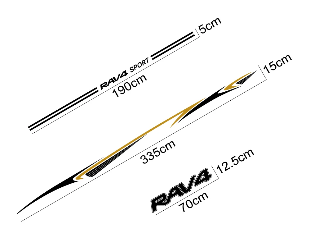 Автомобильная Двусторонняя наклейка на юбку, Авто Виниловая обертка, гоночные полосы, наклейки на автомобиль для Toyota Rav4, сделай сам, Стайлинг, тюнинг, автомобильные аксессуары