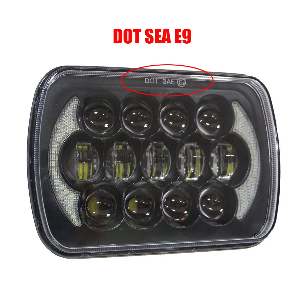 Pair 5X7 inch h4 LED Replacement for Sealed Beam with DRL 7x6 inch headlamp for Jeep Cherokee XJ 