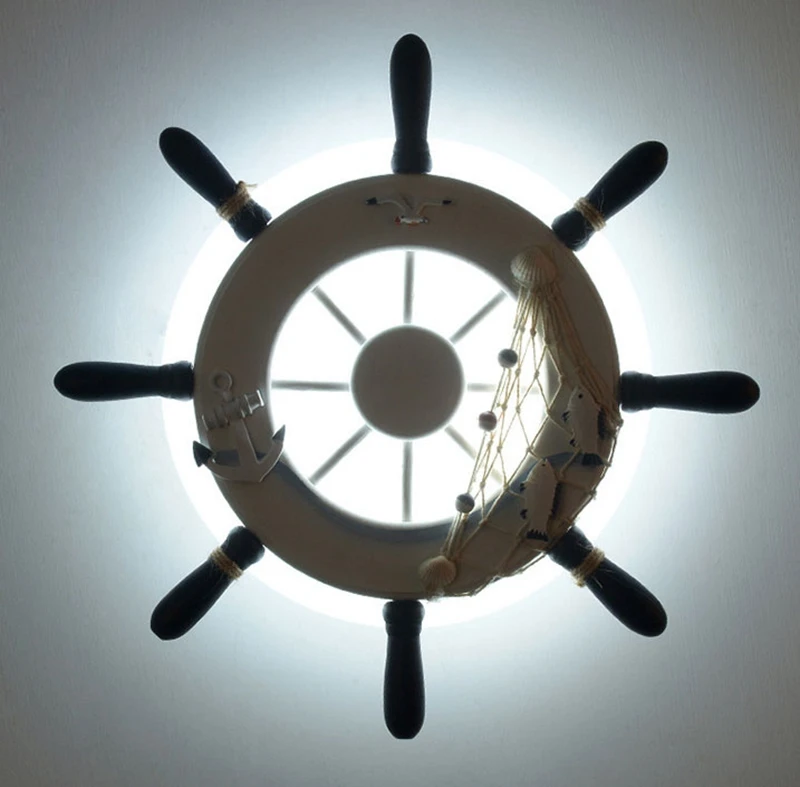 Creative Rudder Wall Lamps Mediterranean Style Bedroom Children Kids Room Corridor Sitting Room Decorative Cartoon Wall Light (5)